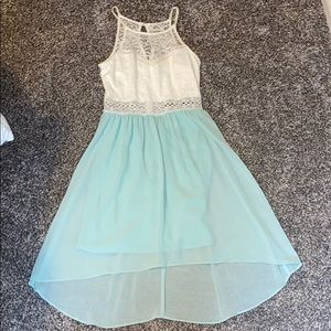 Size 3 white and light teal dress